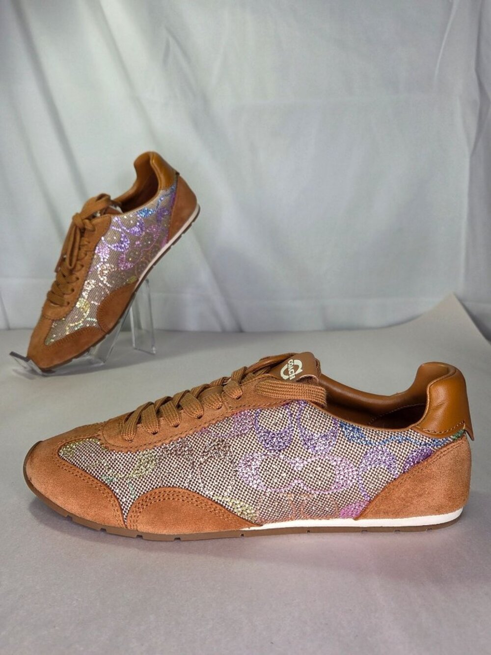 COACH Women's Embellished Lace-Up Sneakers Size: 8.5 B